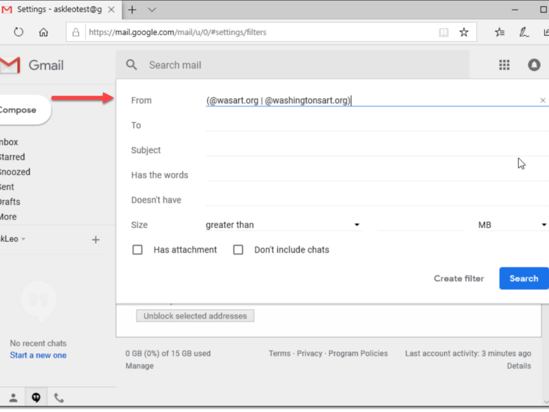 Gmail From Filter