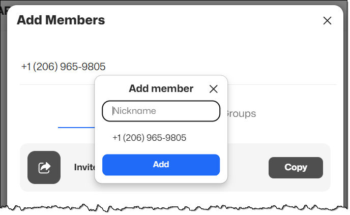 GroupMe adding someone by number.