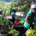 A horse stuck in the mud is rescued by the technical animal rescue team.