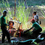 A horse stuck in the mud is rescued by the technical animal rescue team.