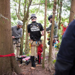 Rescuers prepare to descend.