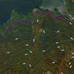 A topographic map of the area and the route the team took to get to the dog.